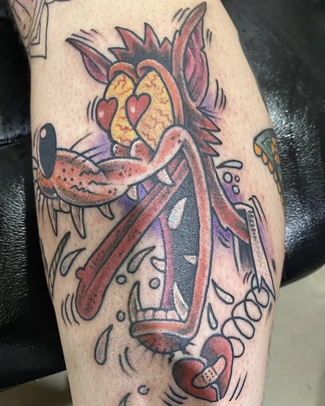 Cartoon monster character with heart-shaped eyes